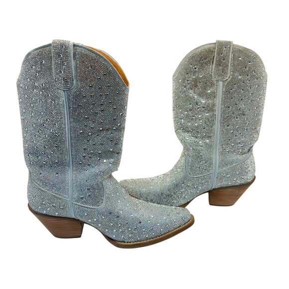 Dingo Women's Silver Dollar Western Boots DI570 Silver-Rhinestone Size 10M - Picture 6 of 8